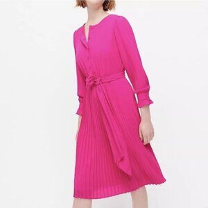 J.Crew Pink Pleated Tie-Waist Dress